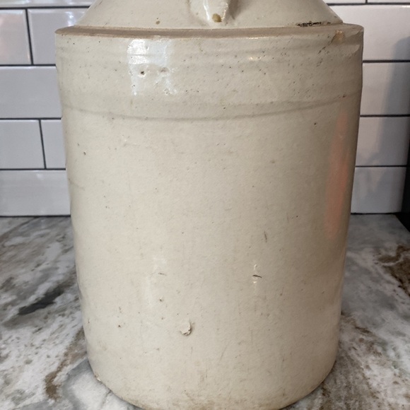 ANTIQUE 3 GALLON STONEWARE SALT GLAZED LIQUOR JUG signed modern farmhouse rustic - Picture 5 of 10